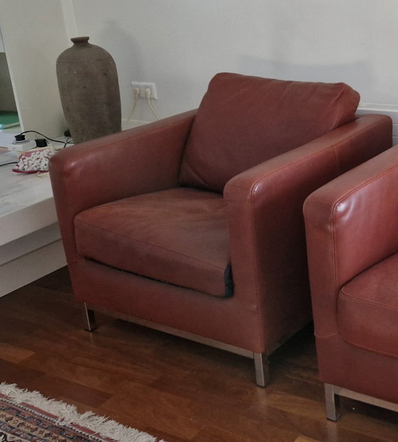 Image 1 of Beautiful leather armchairs from Machalke - cognac-colored