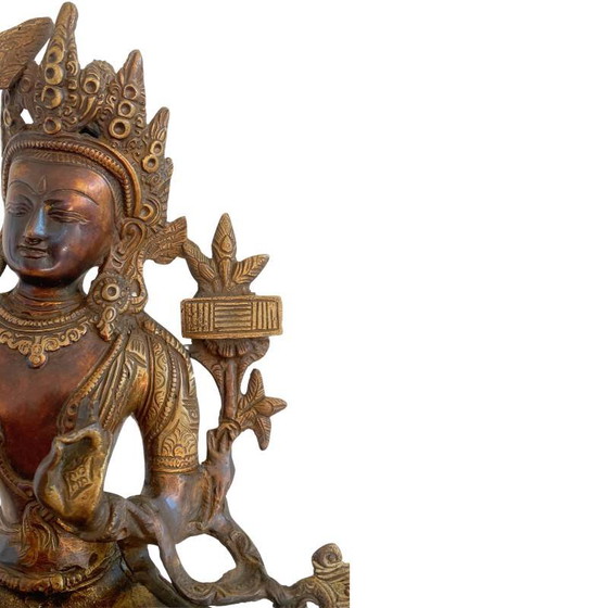 Antigua estatua tibetana de bronce de Manjushri con rastros de dorado lote 170 – Esculturas, Bronze (photo 10 of 15)