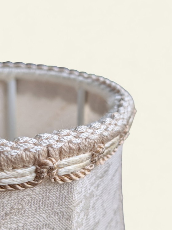 Image 1 of Rare lampe de table vintage Mid Century | Porcelaine & Abat-jour en tissu | Lampe de chevet rétro des années 50/60