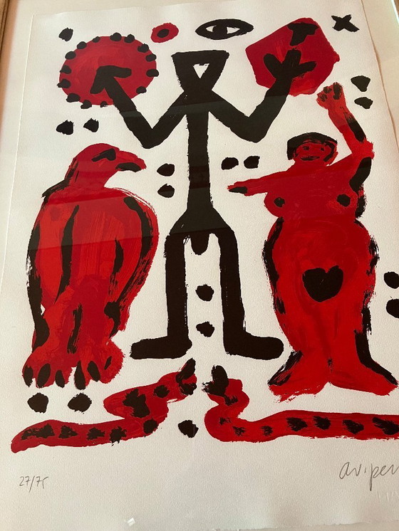 Image 1 of Originele grafiek/zeefdruk A.R.Penck gesigneerd met lijst