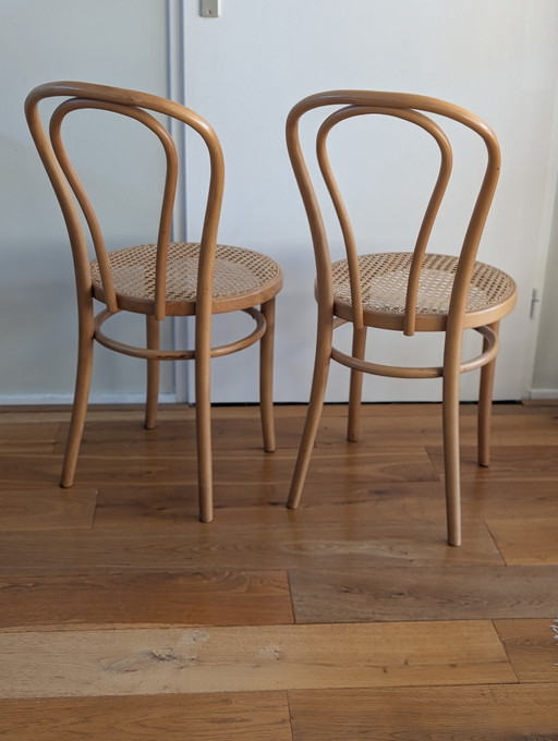 Set van 2 Thonet No 18 rotan caféstoelen, ZPM Radomsko