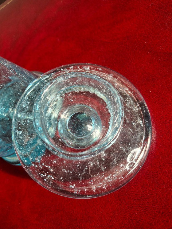 Image 1 of Snoeppot voor verdienstelijke kinderen in gebubbeld glas uit Biot, bekend als apothekerspot, met deksel