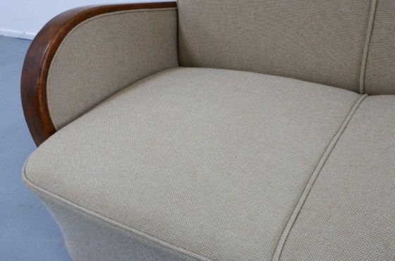 Originele Art Déco sofa 1940, Banken, Textiel, Hout, Beige (foto 2 van 9)