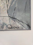 A beautiful, large abstract artwork by the artist Mia Vaenen, dated 2012.