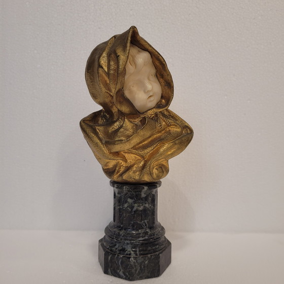 Image 1 of Busto en Crisoelefantina y Mármol, Siguiendo G. de Thouin, Circa 1900 - Francia