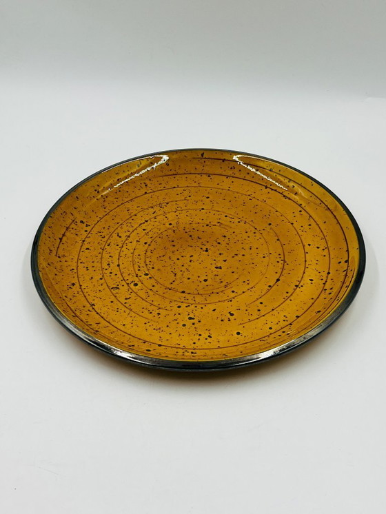 Image 1 of Boch La Louvière Palma geel gespikkelde vintage schaal