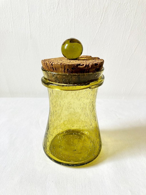 Gebubbeld glazen pot met stop, Verrerie de Biot