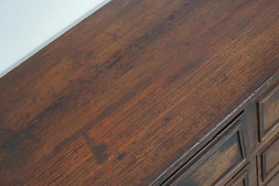 Image 1 of Armoire d'apothicaire/classeur ancienne en chêne et bois fruitier français, début du XXe siècle