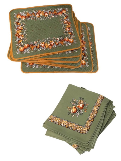 16 serviettes et 8 sets de tables Les Olivades
