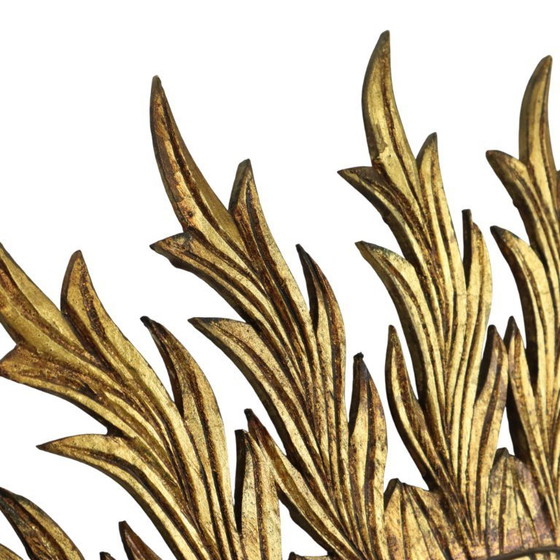 Image 1 of Large Rare Wooden Sun Mirror Sunburst Gold Leaf XL 86cm