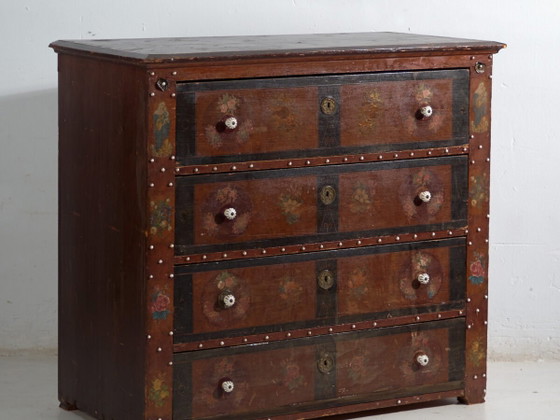 Cassettiera popolare antica dipinta – Austria, circa 1900 – Cassettiere, Porcelain, Wood (photo 2 of 40)