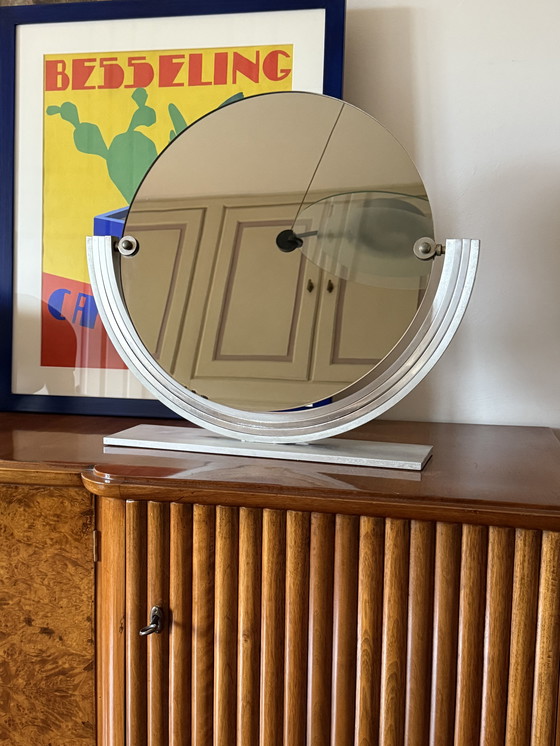 Image 1 of Mid-Century Nickel-Plated Brass Table Mirror / Vanity, Gaetano Missaglia Italy 1960s