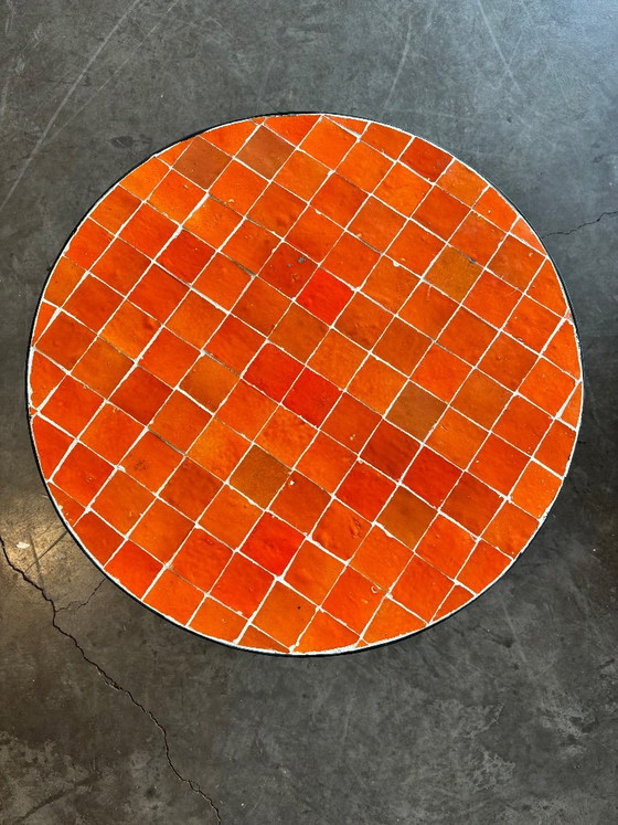 Handmade Moroccan Zellige Coffee Table – Orange – 60 cm – Iron (photo 4 of 6)