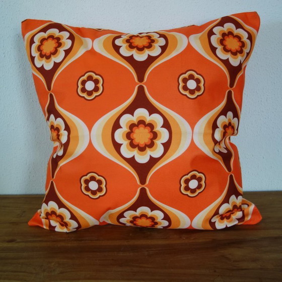 Image 1 of Set di 4 federe per cuscini in stile retrò Flower Power anni Settanta, 45 x 45 cm, imbottitura non inclusa.