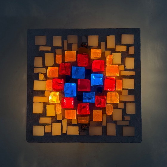 Image 1 of Brutalistische Wandleuchte aus Glas und Harz, 1970er Jahre, Deutschland