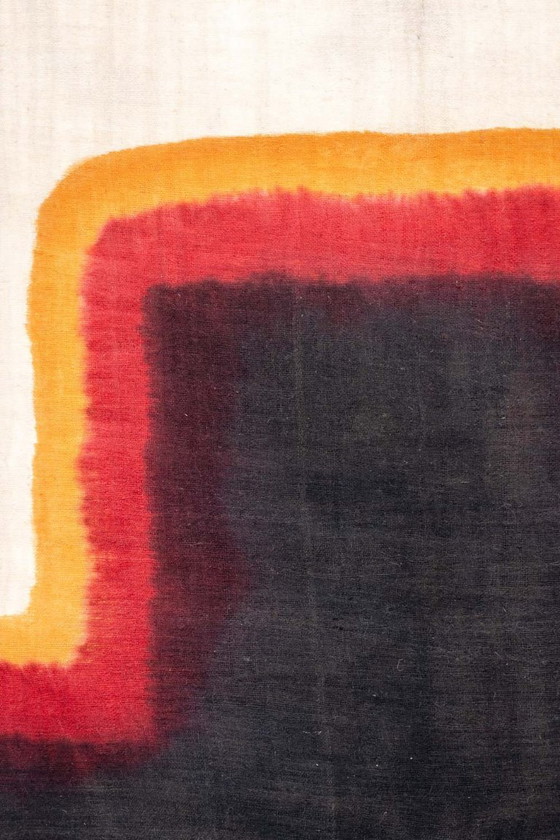 Image 1 of Drieluik met geometrische decoratie in geweven wol. Handgemaakt, 20e eeuw.