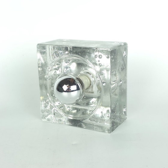 Müller & Zimmer, Vintage glass Ice Cube Wall light, Germany, 1960s, Silver (photo 7 of 11)