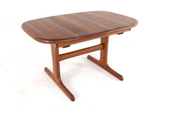 Image 1 of Dyrlund oval 1x extendable dining table teak Danish solid teak vintage