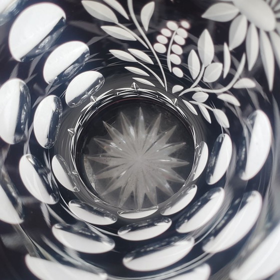 Image 1 of Large black crystal vase, signed Bruno Lehrer, Lorraine, France