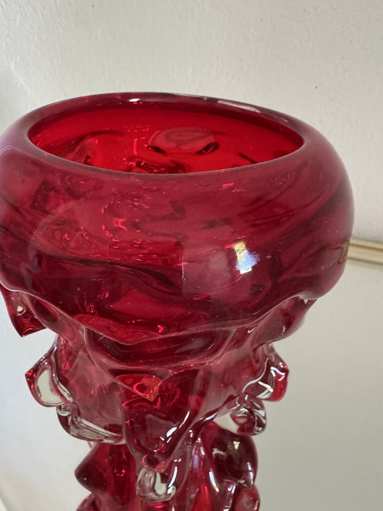 Image 1 of Red Murano Glass Vase 70's
