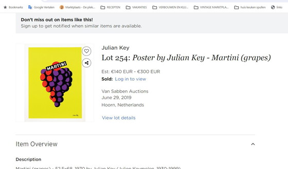 Image 1 of Fraaie Martini Poster Belgisch Kunstenaar Julian Key