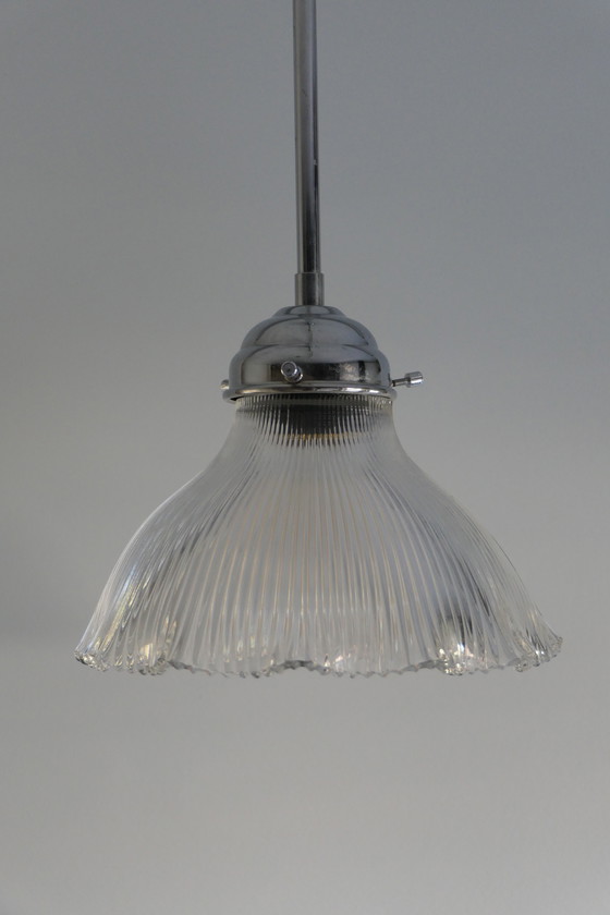 Image 1 of Lampes pendantes en plexiglas transparent strié Holophane