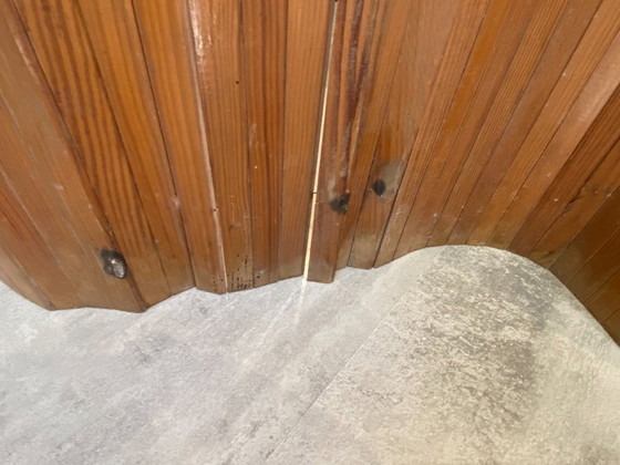 Image 1 of Vintage 1950s freestanding, foldable wooden screen in the style of Baumann.