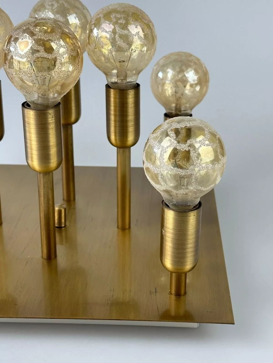 Image 1 of 60s 70s plafondlamp Sölken Leuchten Duitsland Design messing Space Age