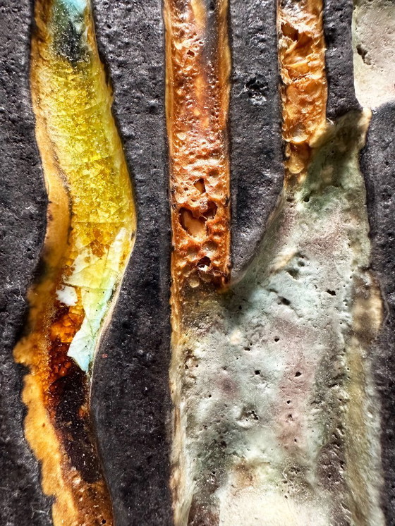 Image 1 of Grande sculpture murale cubiste en terre cuite émaillée. Helmut Schäffenacker – Allemagne, années 60