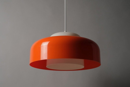 Fagerhults Belysning Pendant Lamp, Orange & White Acrylic, 1960s Space Age Design, Sweden. – hanglampen, Plastic