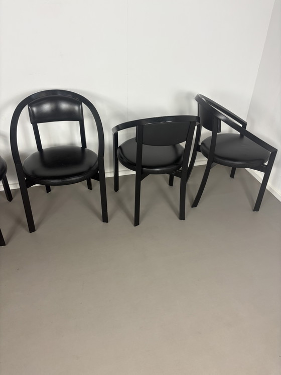 Sillas de comedor de cuero posmodernas modelo Nostro de Anderas Weber para Rosenthal Einrichtung, Alemania, (photo 4 of 9)