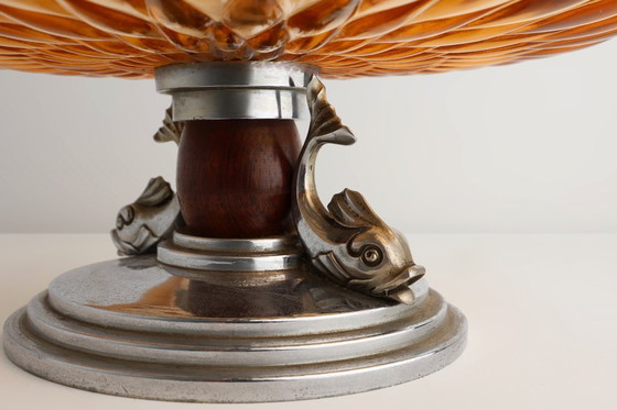 Image 1 of Fruttiera in vetro e metallo Art Déco, Francia, circa 1940