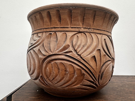 Image 1 of Vintage handmade ceramic planter H 19 cm / D 24 cm