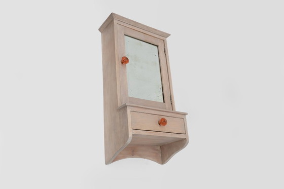 Image 1 of Gabinete de afeitado o botiquín Art Decó francés en madera con espejo, años 20