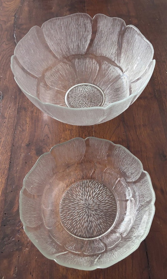 Image 1 of Set van 2 glazen saladeschalen – Ø 30 cm + Ø 22 cm