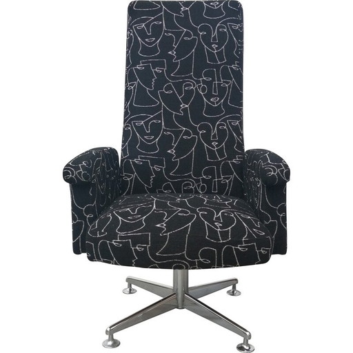 Poltrona vintage in metallo e tessuto di Ligne Roset, Francia 1970