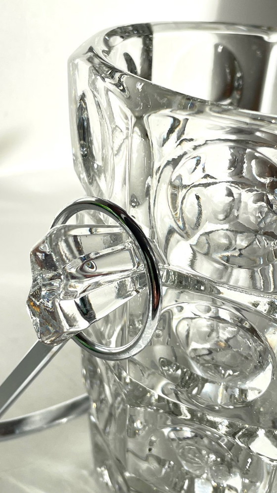 Image 1 of SEAU à Glace Cristal Ciselé et PINCE Vintage