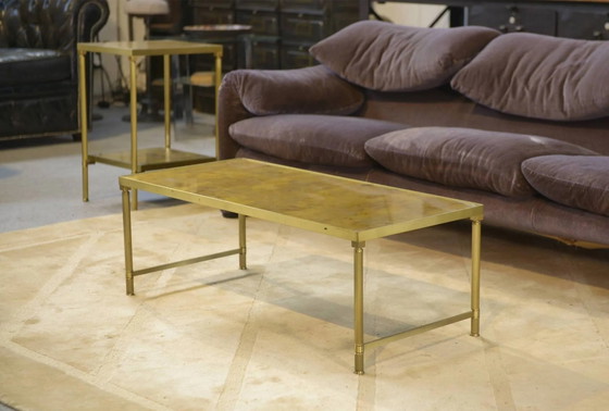 Neoklassisches Couchtisch-Set mit 2 Beistelltischen, Spiegelglas, 1980er Jahre. – Couchtische, Kristall (photo 4 of 13)
