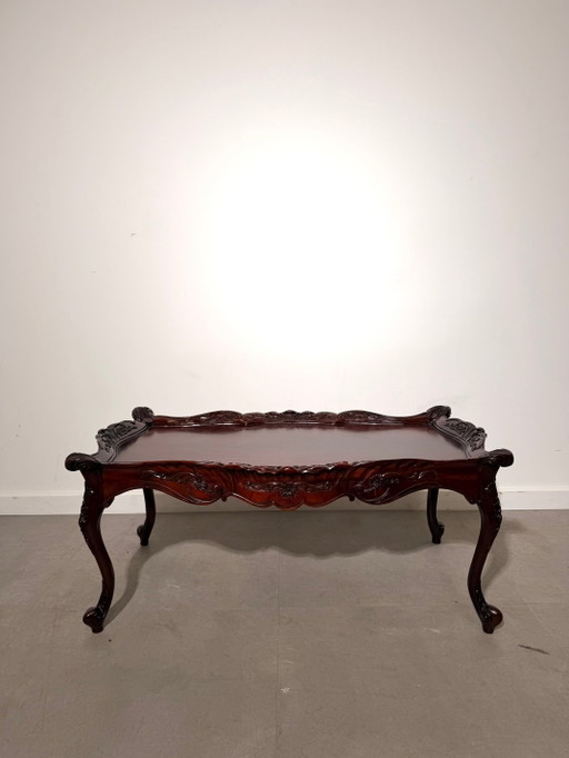 Table basse antique de style néo-rococo en acajou sculpté – salontafels, Wood