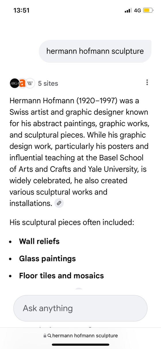 Image 1 of Abstrakte Skulptur von Hermann Hofmann aus Schamotte