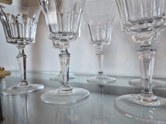 Image 1 of 6x Mid Century Val-Saint-Lambert mondgeblazen wijnglazen