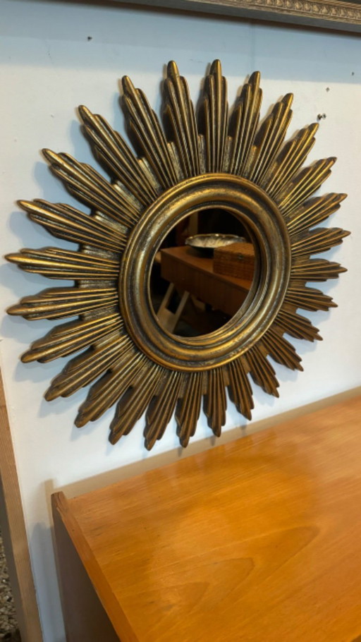 Mid-century zonnespiegel hout 