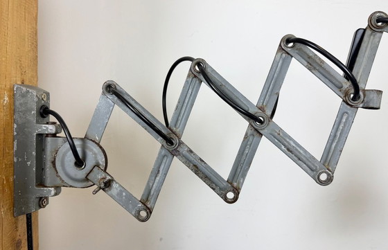 Image 1 of Grey Industrial Gooseneck Scissor Wall Lamp from Elektroinstala, 1960s