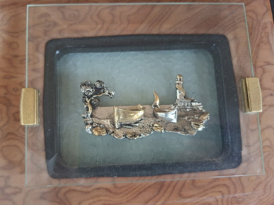 Image 1 of Alessandro Zenobi Art Triptych – High Reliefs in 999 Silver and 24kt Gold in Briar and Crystal