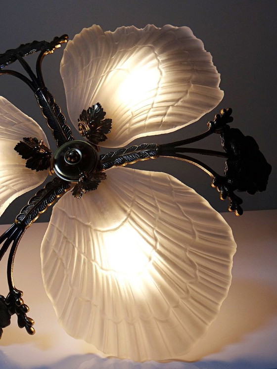 Image 1 of Lustre Hollywood Regency Art Déco vintage 80-90 Bronze Mariner Coquillages