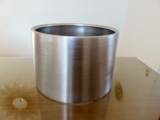 Image 1 of Lampe pied tulipe en métal brossé, 70's