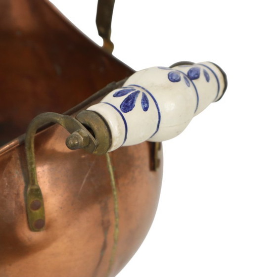 Oude Koperen Helmvormige Kolenkit – Plantenbak, Ceramic, Copper (photo 12 of 14)