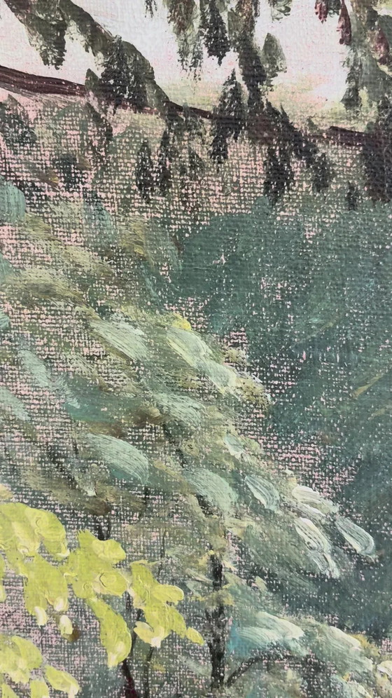 Vintage woodland lake oil painting, forest landscape – Paintings & Drawings, Canvas (photo 5 of 17)