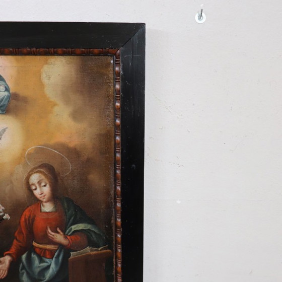 Image 1 of La Anunciación, Italia, siglo XVII, pintura al óleo antigua sobre lienzo.