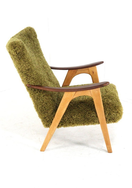 Image 1 of Two tone doodle fauteuil 'Wing' vintage gestoffeerd 